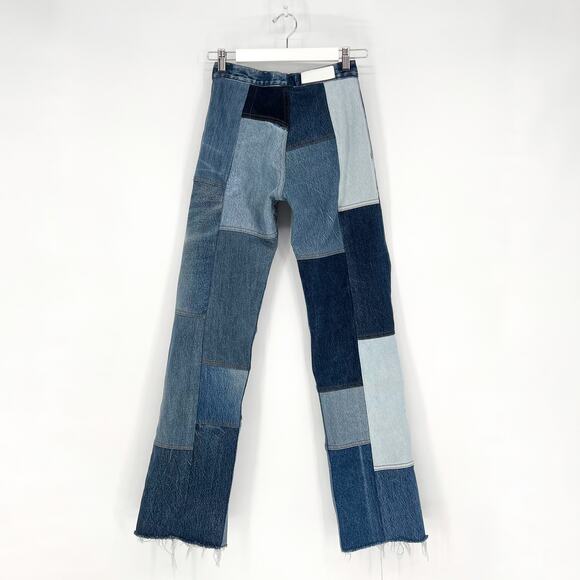 RE/DONE Levi’s Amina Patchwork Jeans Women’s Size 25 High Rise Raw Reconstructed - Picture 6 of 6